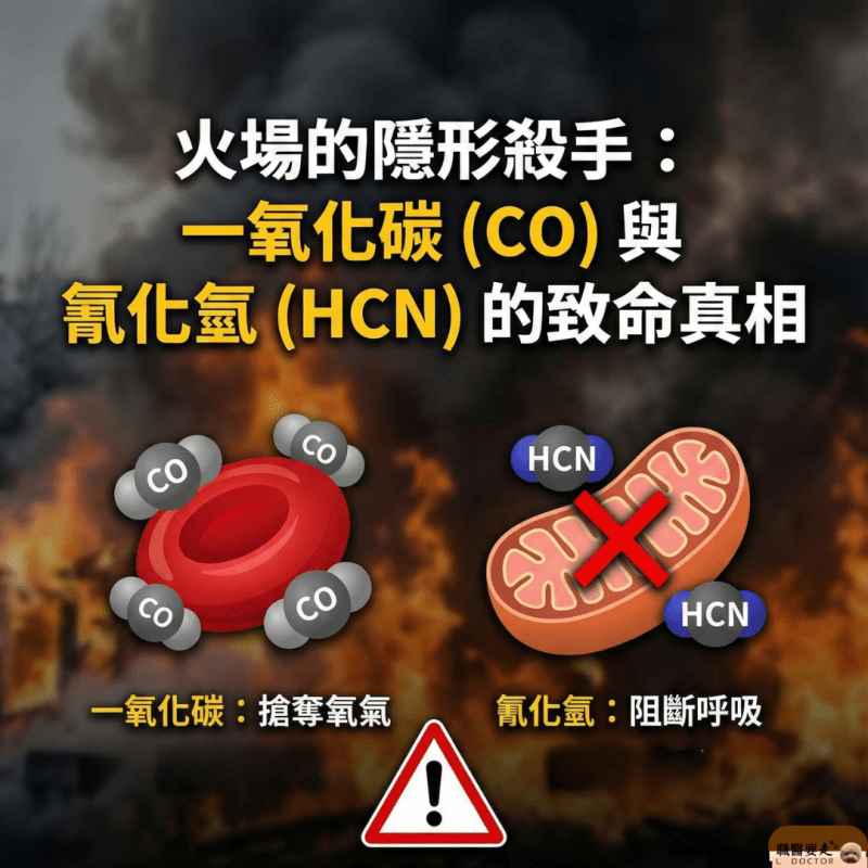 火場的隱形殺手：一氧化碳(CO)、氰化氫(HCN)